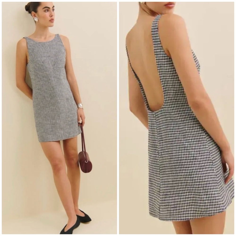 Reformation Black and White Gingham Mini Dress